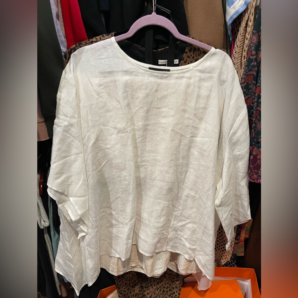 NWT Karen Kane 1x white linen top